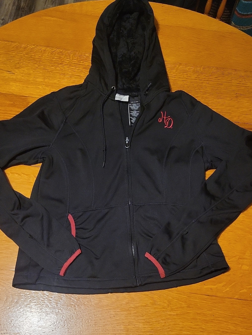 Harley-Davidson Black Hooded Zip Jacket with Red Accents